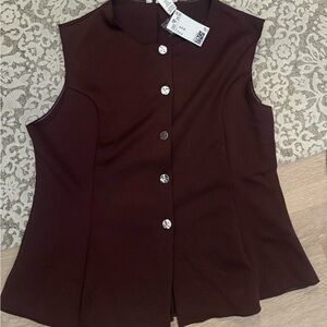 H&M Burgundy Interlock Vest